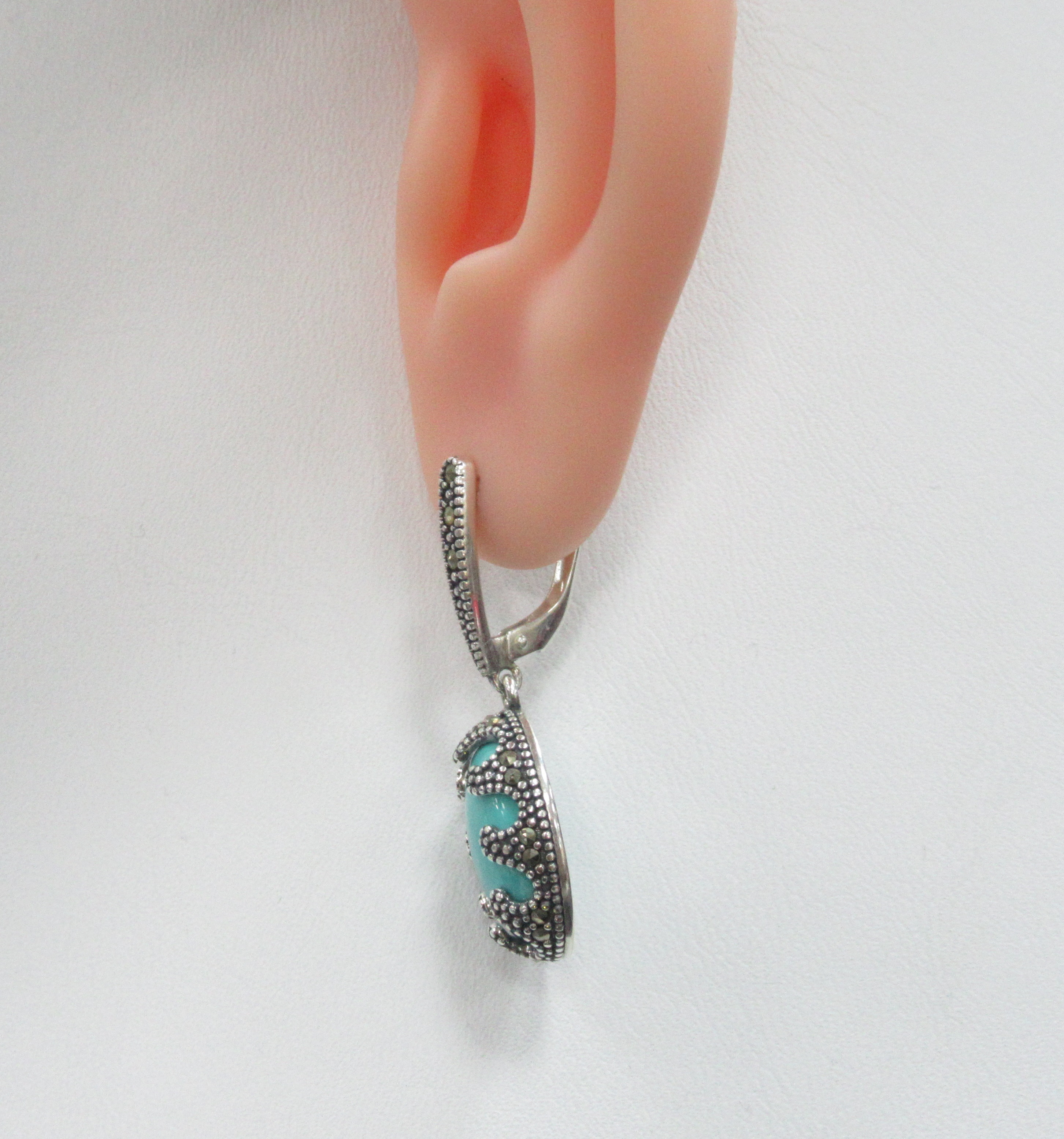 Серебряные серьги с бирюзой